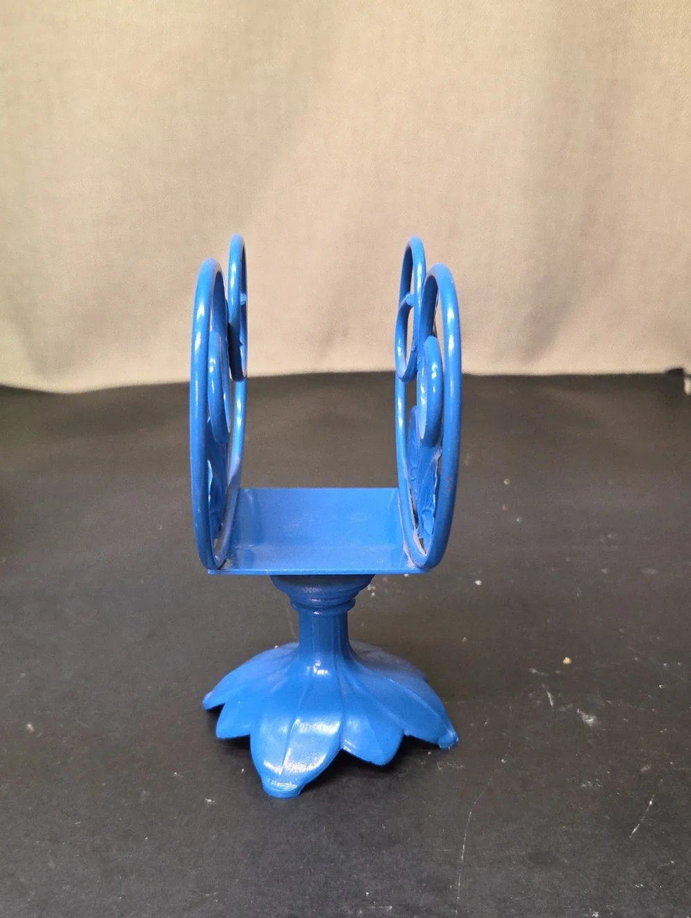 Vtg 1960s Ohio Art Co. Tin Recipe Box Folk Art Floral , Blue Metal Napkin Holder